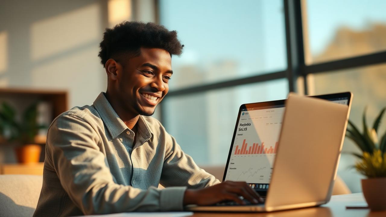 Comerciante moçambicano a operar loja online numa cidade de Moçambique